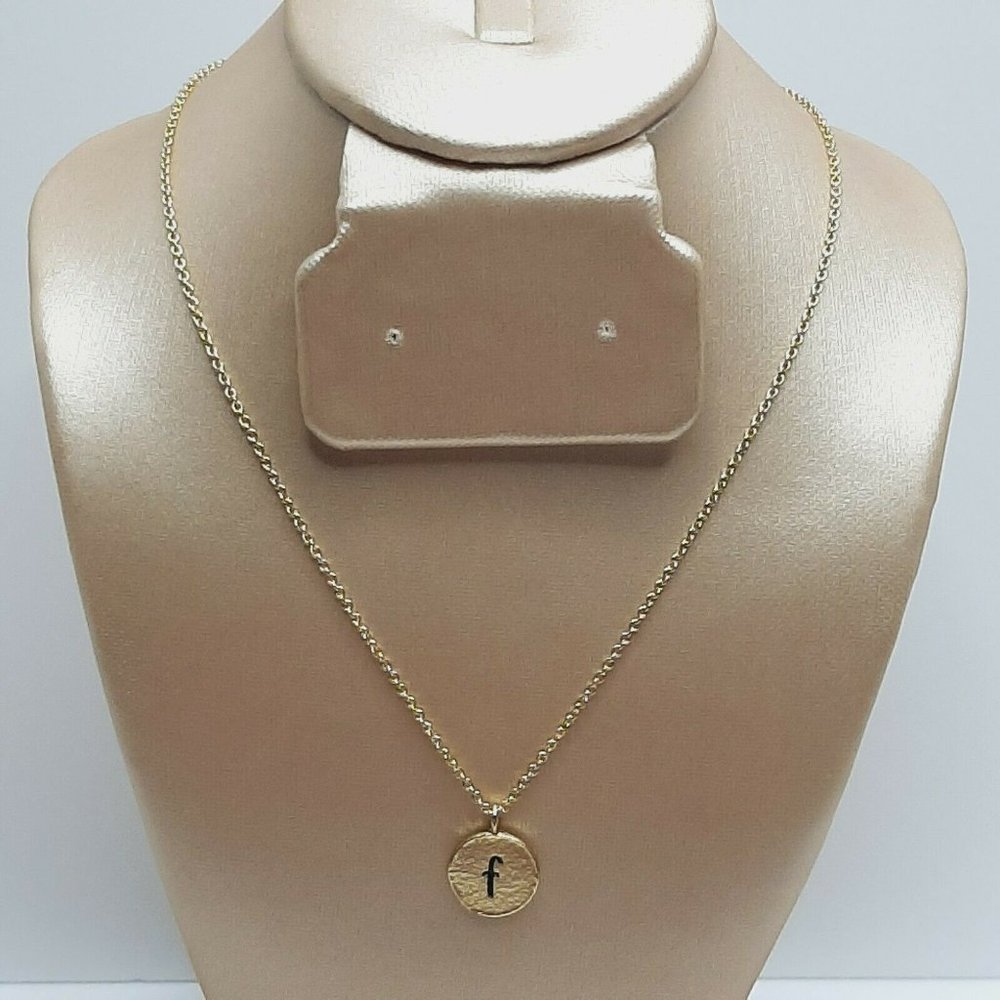 KISSPAT Tiny Initial Necklace 14k Gold Letter F